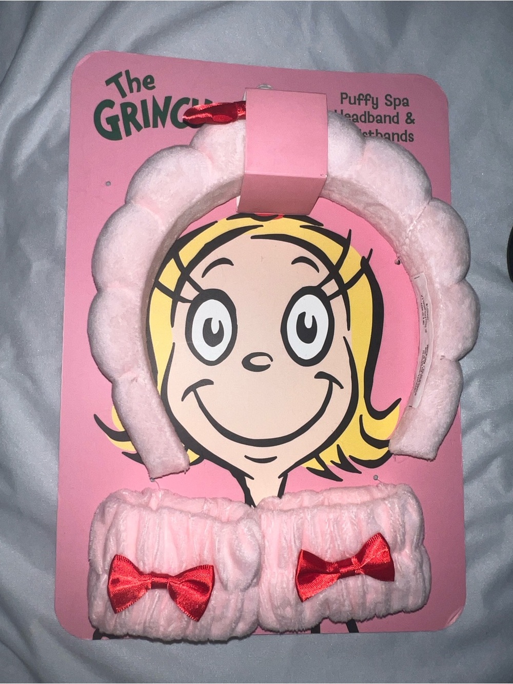 The Grinch Pink Puffy Spa Headband & Wristbands